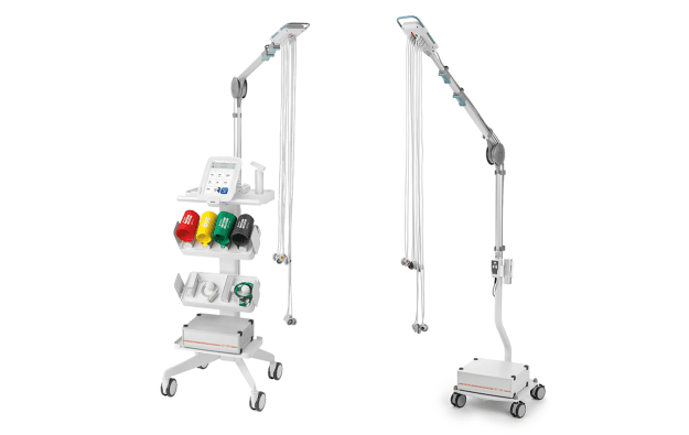 Stand with vacuum ECG electrodes